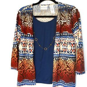 Alfred Dunner Blouse Women's SP EUC Detachable Necklace Layered Look Shirt Top